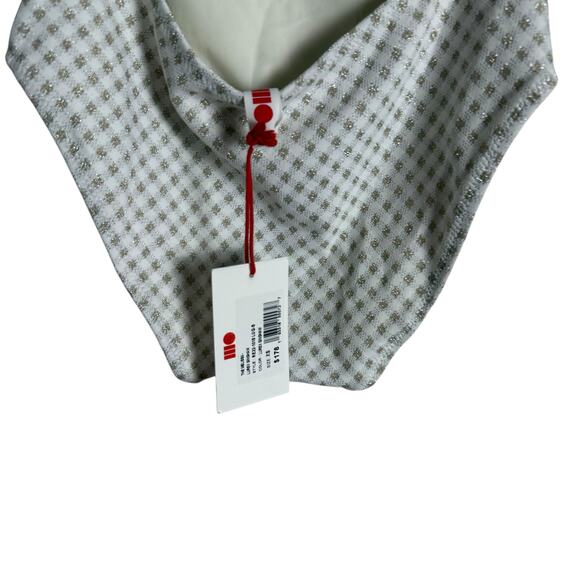 Solid & Striped Melissa One Piece Swimsuit White Metallic Lurex Gingham Size XS - Picture 10 of 14